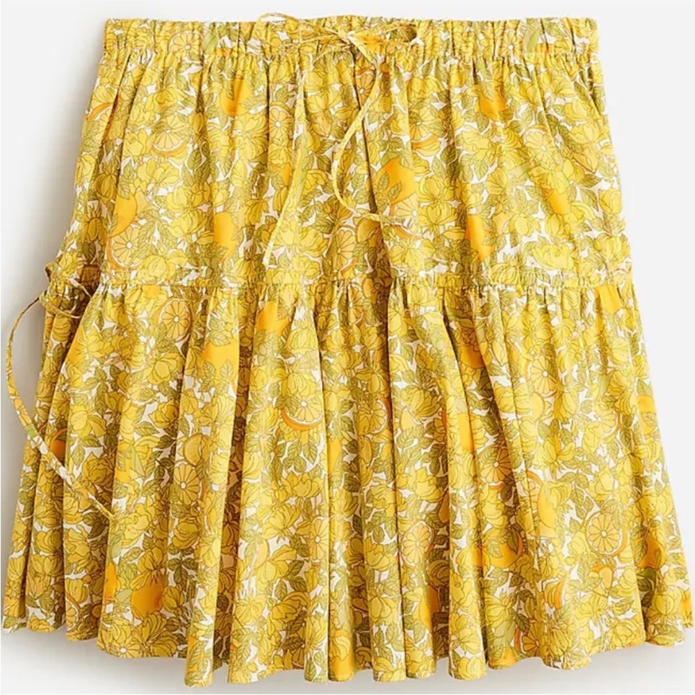JCrew Tiered mini skirt in limone print